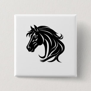 Prächtiger schwarzer Pferdekopf Button