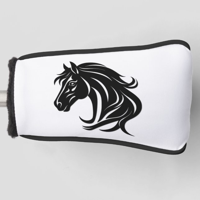 Prächtiger schwarzer Pferdekopf   Golf Headcover (Vorderseite)