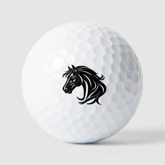 Prächtiger schwarzer Pferdekopf   Golfball (Vorderseite)