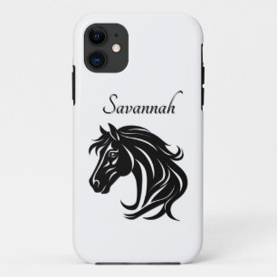 Prächtiger schwarzer Pferdekopf mit Namen Case-Mate iPhone Hülle