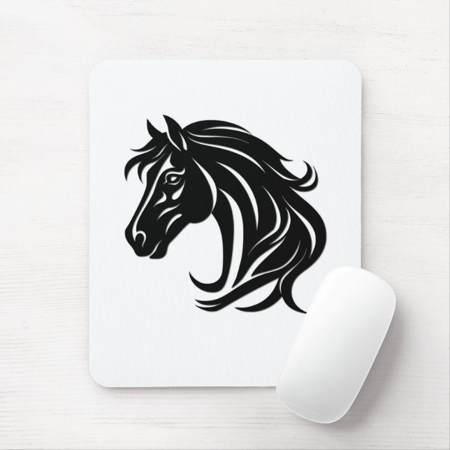Prächtiger schwarzer Pferdekopf   Mousepad (Mit Mouse)