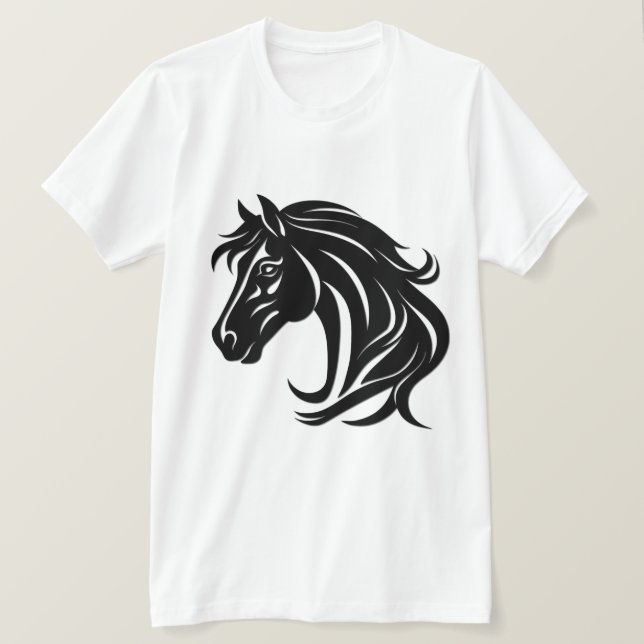 Prächtiger schwarzer Pferdekopf   T-Shirt (Design vorne)