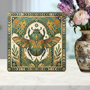 Prächtiger Skarabäus Käfer Smaragd Teal Gold Jugen Fliese
