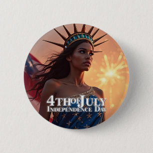 Prächtiges 4.-Juli-Design - Feuerwerk und Freiheit Button