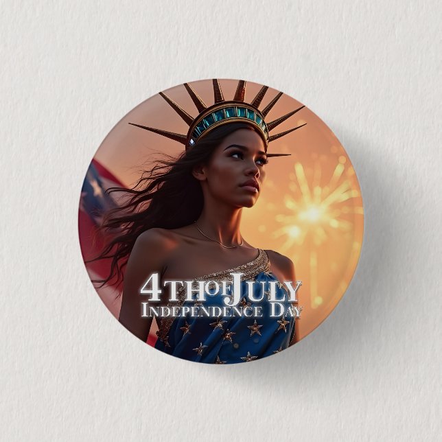 Prächtiges 4.-Juli-Design - Feuerwerk und Freiheit Button (Vorderseite)