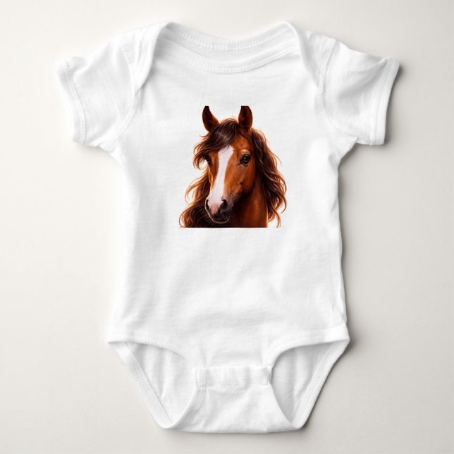 Prächtiges braunes Pferd Baby Strampler (Vorderseite)