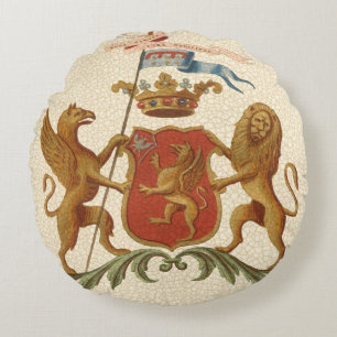 Prächtiges heraldisches Abzeichen mit Greif und Rundes Kissen