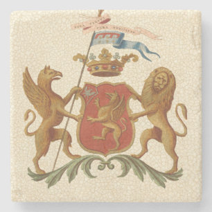 Prächtiges heraldisches Abzeichen mit Greif und Steinuntersetzer