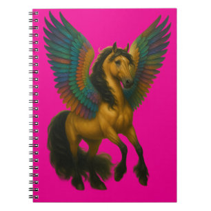 Prächtiges Pferd mit Flügeln Spiral-Foto-Notizbuch Notizblock