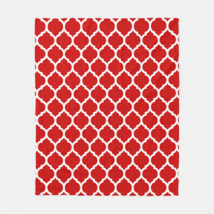 Prächtiges rotes und weißes marokkanisches Vierpas Fleecedecke