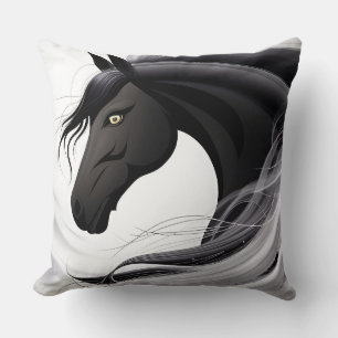 Prächtiges schwarzes Pferd Kissen