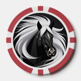 Prächtiges schwarzes Pferd Pokerchips