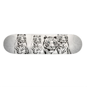Prächtiges weißes Tiger-Skateboard Skateboard