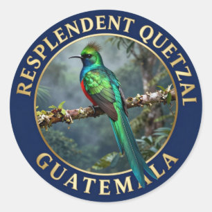 🐦 Prachtquetzal Guatemala Exotischer Vogel Runder Aufkleber