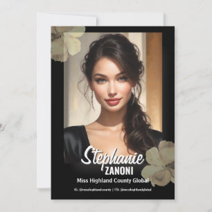 Prachtvolle Autogrammkarte Schwarz Gold Floral Lux Einladung