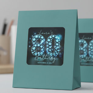 Prachtvolle Elegante Türkisblaue Diamanten 80. Geb Quadratischer Aufkleber