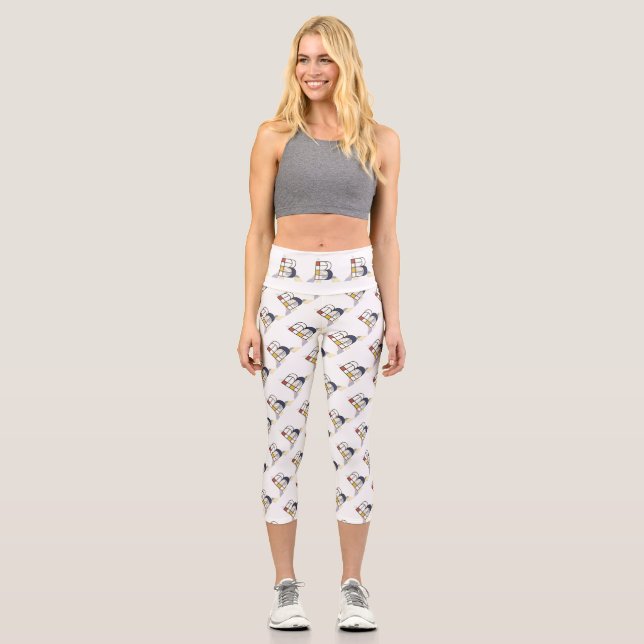Prachtvolle Neoplastik Art Monogramm. Buchstabe B Capri Leggings (Vorderseite)