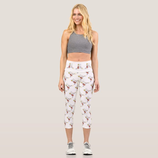 Prachtvolle Neoplastik Art Monogramm. Buchstabe F Capri Leggings (Vorderseite)