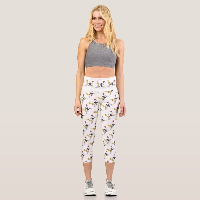 Prachtvolle Neoplastik Art Monogramm. Buchstabe W Capri Leggings (Vorderseite)