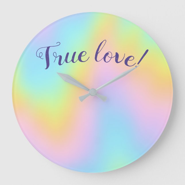 Prachtvolle Pastel-Rainbow-Hochzeit Große Wanduhr (Vorderseite)