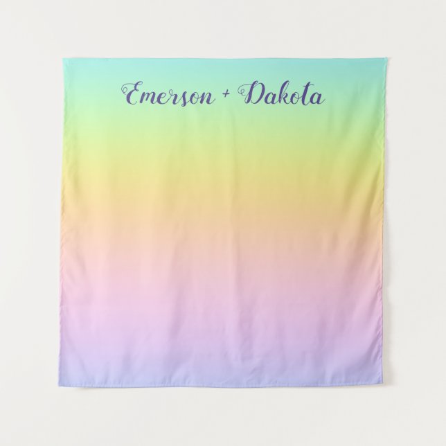 Prachtvolle Pastel-Rainbow-Hochzeitsszene Foto Hin Wandteppich (Vorderseite)