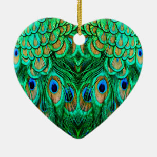 Prachtvolle Pfau-Federn Keramikornament