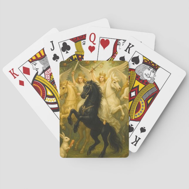 Prachtvolle Pferde und Schutzengel Spielkarten (Rückseite)