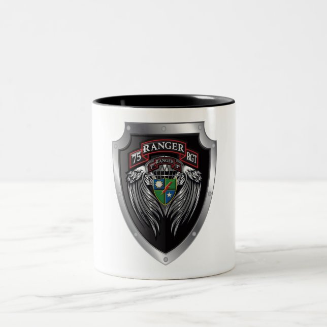 Prachtvoller 1. Bat 75. Ranger Regimental Scroll Zweifarbige Tasse (Mittel)