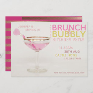 Prachtvoller 21. BRUNCH BUBBLY Cocktail PINK GOLD Einladung