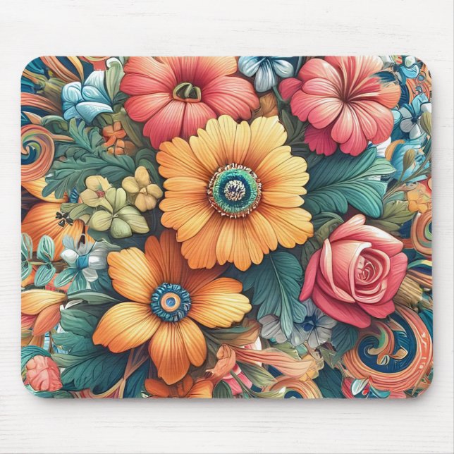 Prachtvoller Blumenstrauß Mousepad (Vorne)