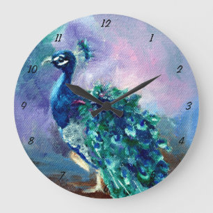 Prachtvoller Pfau II Große Wanduhr