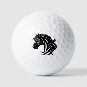 Prachtvoller schwarzer Pferdekopf   Golfball