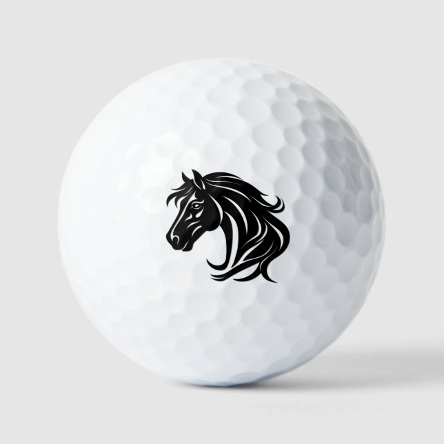 Prachtvoller schwarzer Pferdekopf   Golfball (Vorderseite)