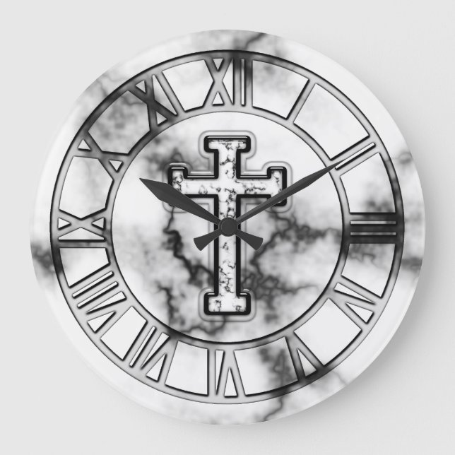 Prachtvolles Kreuz Große Wanduhr (Vorderseite)