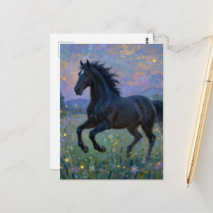 Prachtvolles Pferd auf der Wiese Postkarte