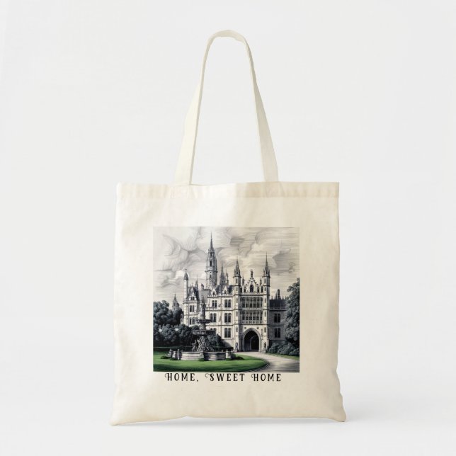 Prachtvolles Schloss mit anpassbarem Text Tragetasche (Vorne)