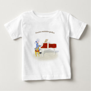 "Practice Maintains Perfect" Mozart Piano spielen Baby T-shirt