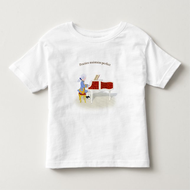 "Practice Maintains Perfect" Mozart Piano spielen Kleinkind T-shirt (Vorderseite)