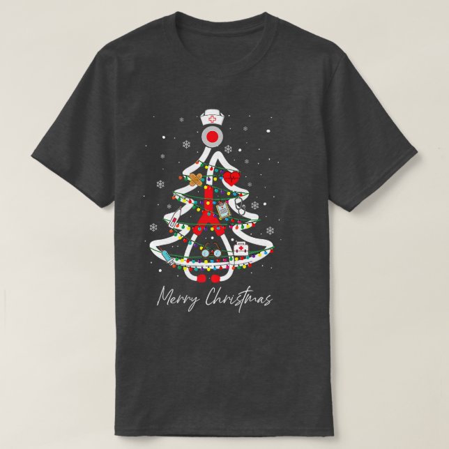 Practitioner Yuletide Nurse Tree Stethoscope Xmas T-Shirt (Design vorne)