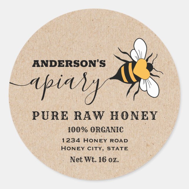 Prädikat "Kraft-Herz-Biene"-Etikett Runder Aufkleber (Vorderseite)