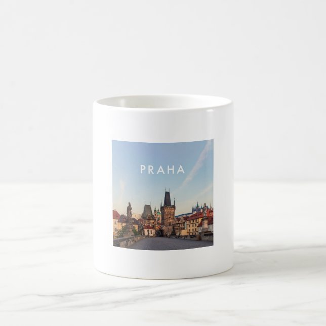 Prag 006E - Charles-Brücken-Morgen Kaffeetasse (Mittel)