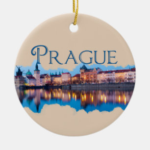 Prag: Abend Skyline Keramik Ornament