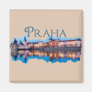 Prag: Abend Skyline Magnet