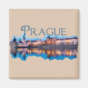 Prag: Abend Skyline Magnet