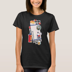 Prag Air Ticket Boarding Pass Flugzeug Tschechien T-Shirt