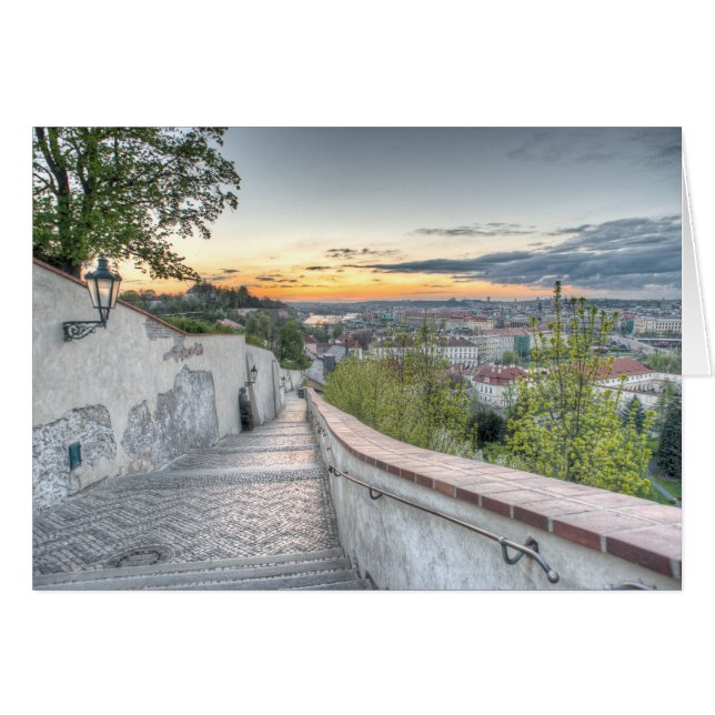 Prag - Alte Burg Treppen am Morgen (Vorderseite (Horizontal))
