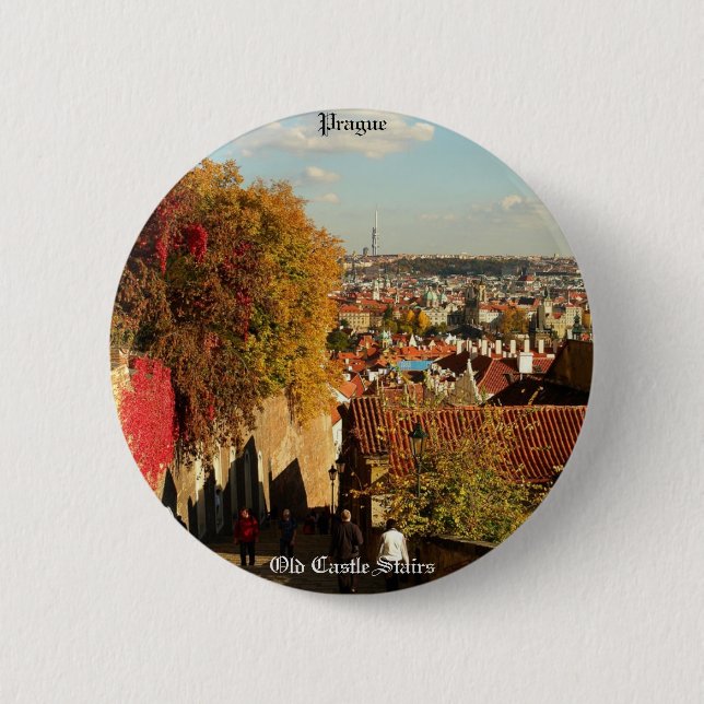 Prag - alter Schloss-Treppen-Knopf Button (Vorderseite)