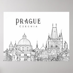 Prag Altstadt Silhouette, Tschechien Reisefoto Poster