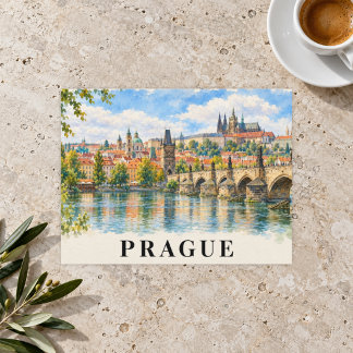 Prag Aquarell Charles-Brücke Reise Postkarte
