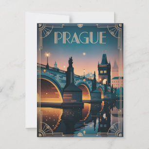 Prag Art déco vintage Postkarte
